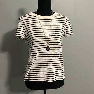 Madewell navy blue and white stripe cotton tshirt XXS